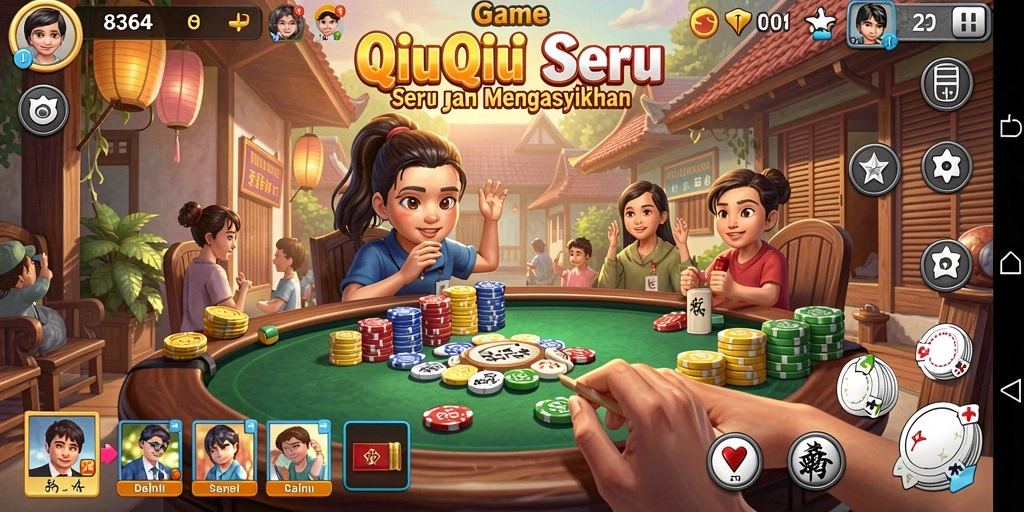 Tampilan gameplay seru dalam permainan QiuQiu.