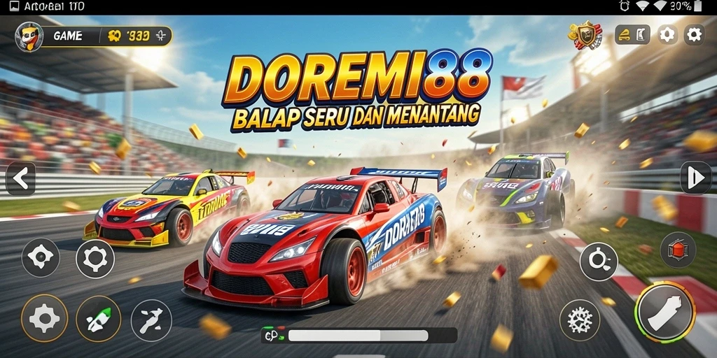 Tampilan gameplay DOREMI88 dengan aksi balap yang mendebarkan.