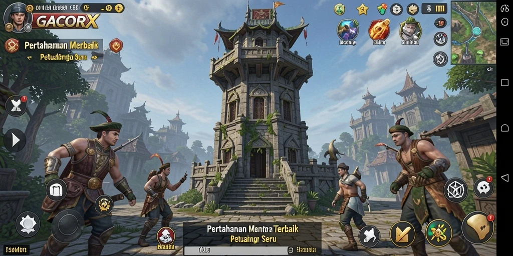 Tampilan gameplay GACORX dengan aksi Tower Defense yang mendebarkan.