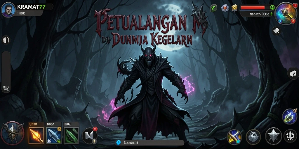 Tangkapan layar utama KRAMAT77 menampilkan momen menegangkan dalam gameplay petualangan.