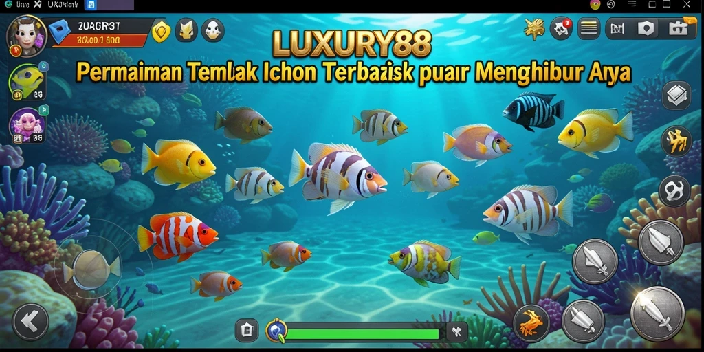 Tangkapan layar gameplay LUXURY88 yang penuh aksi menembak ikan.
