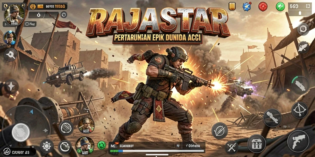 Tangkapan layar gameplay RAJASTAR yang menampilkan aksi seru dan pertarungan intens.