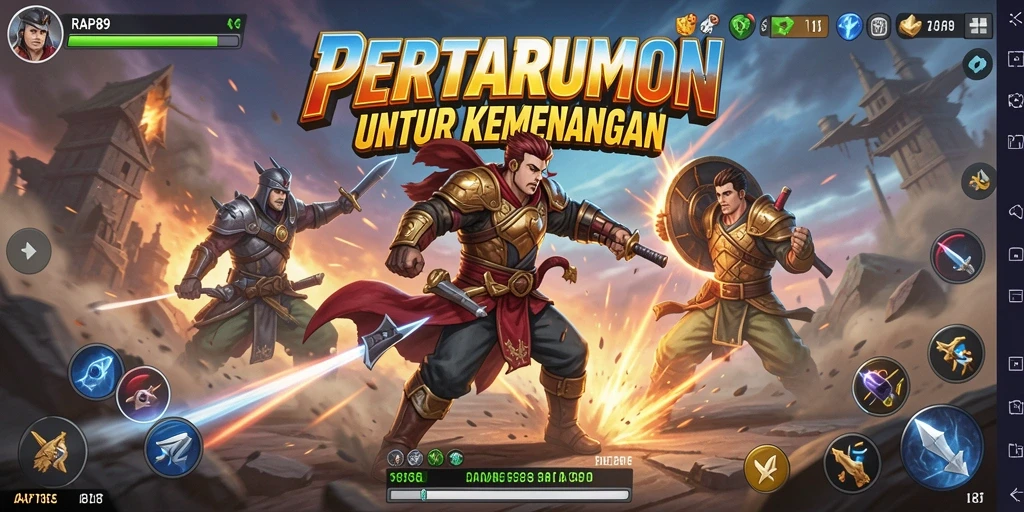 Screenshot permainan RAP89 menampilkan pertarungan karakter yang menakjubkan.