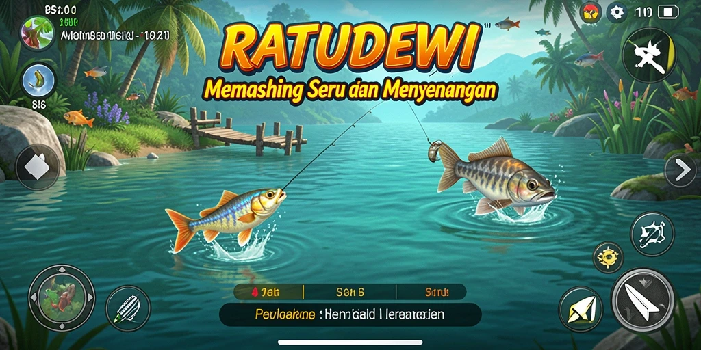 Tampilan menakjubkan dari gameplay memancing di RATUDEWI.