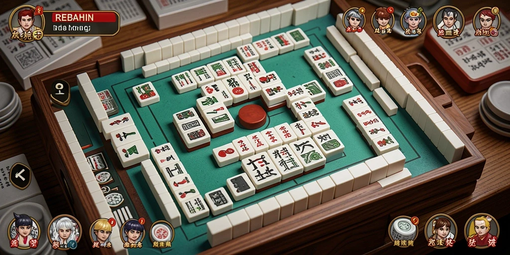 Screenshot permainan REBAHIN menampilkan gameplay Mahjong yang seru.