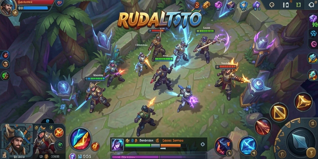 Gameplay seru RUDALTOTO dengan aksi MOBA yang intens.