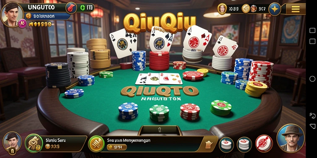 Tampilan gameplay seru dari UNGUTOTO saat pertandingan QiuQiu.