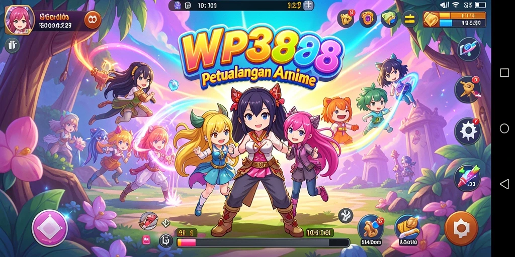 Tampilan gameplay WP888 yang mengesankan dengan karakter anime.